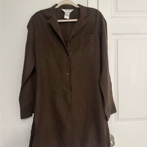 MaxMara Rich Brown Long Blouse Size M